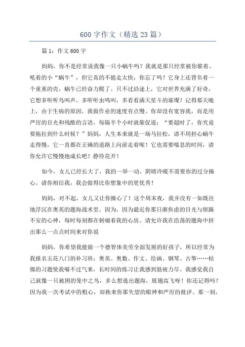 600字作文(精选23篇)