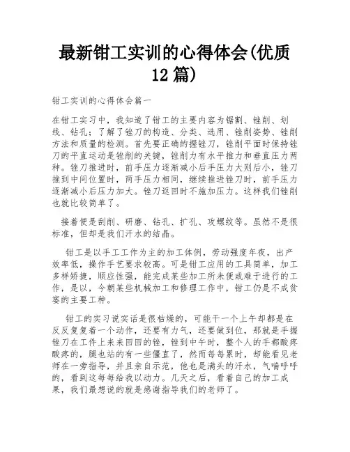 最新钳工实训的心得体会(优质12篇)