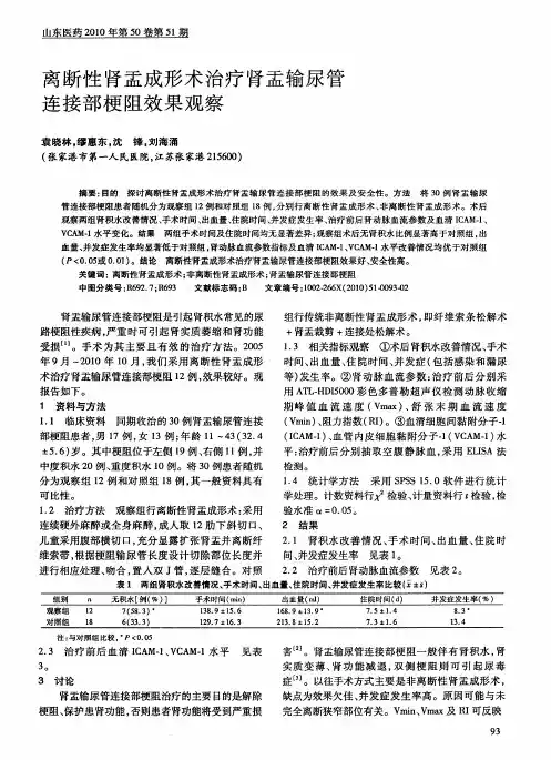 离断性肾盂成形术治疗肾盂输尿管连接部梗阻效果观察
