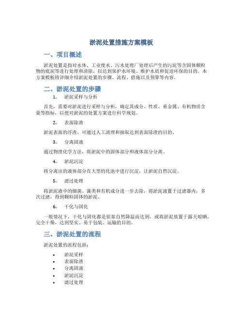 淤泥处置措施方案模板