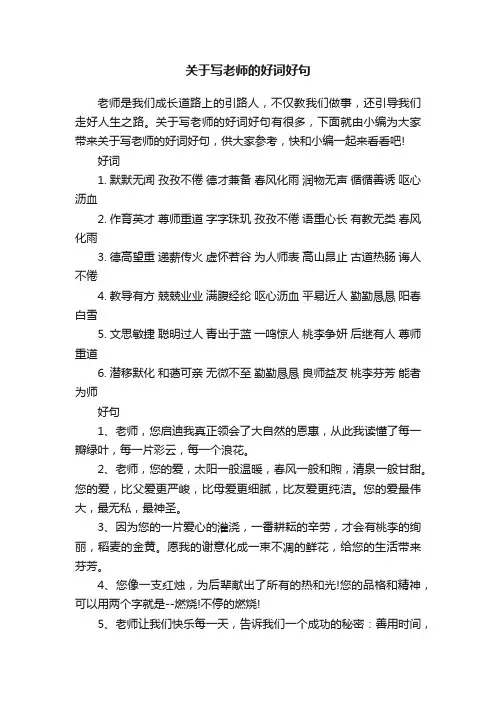 关于写老师的好词好句