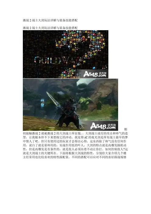 激战2战士大剑玩法详解与装备技能搭配