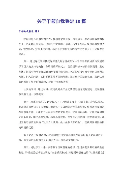 关于干部自我鉴定10篇