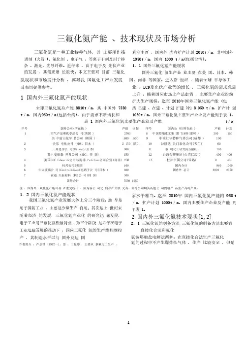 三氟化氮产能、技术现状及市场分析(2020年整理).pdf