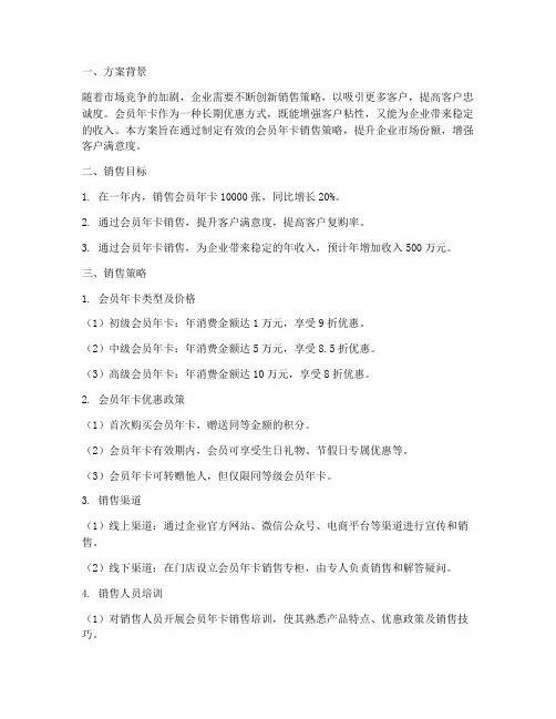 会员年卡销售方案
