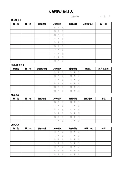 人员变动统计表