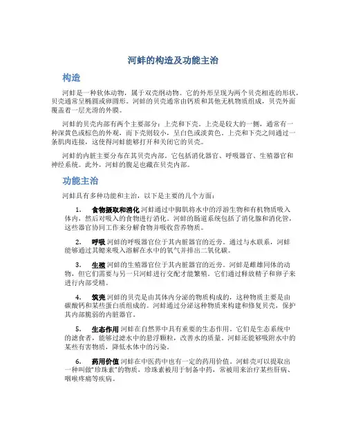 河蚌的构造及功能主治