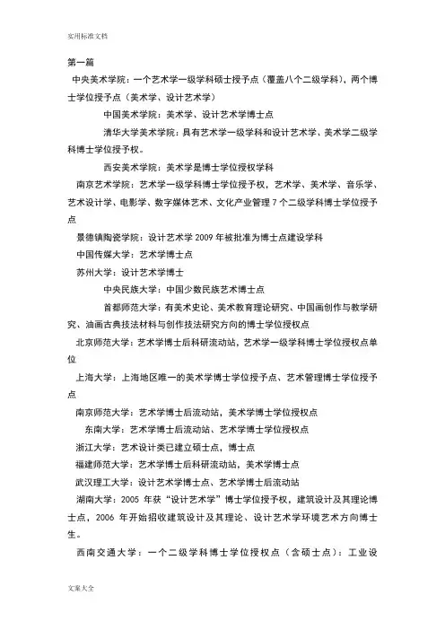 全国艺术类高校博士点