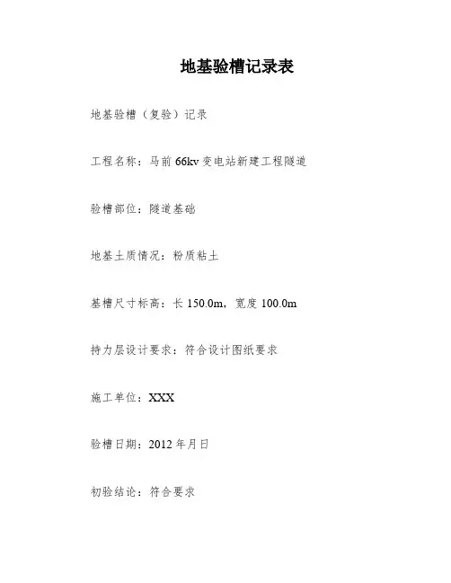 地基验槽记录表