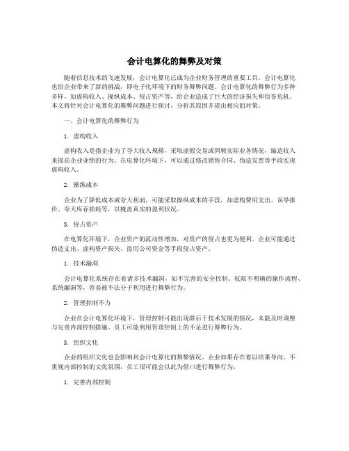 会计电算化的舞弊及对策