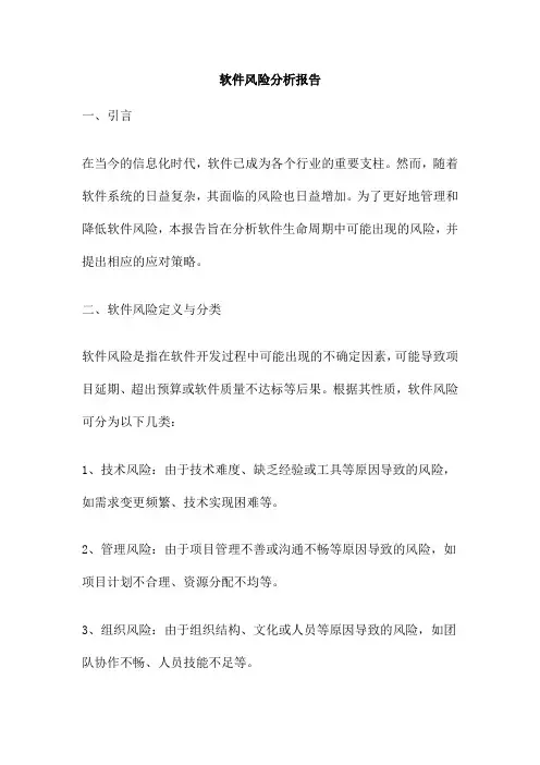 软件风险分析报告