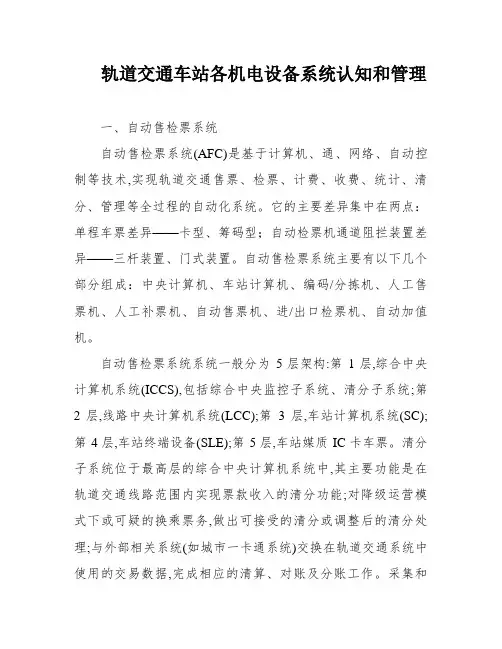 轨道交通车站各机电设备系统认知和管理