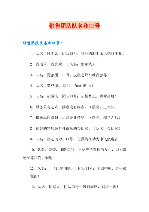 销售团队队名和口号
