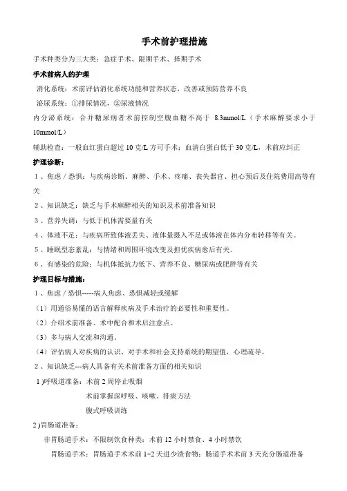 手术前护理措施