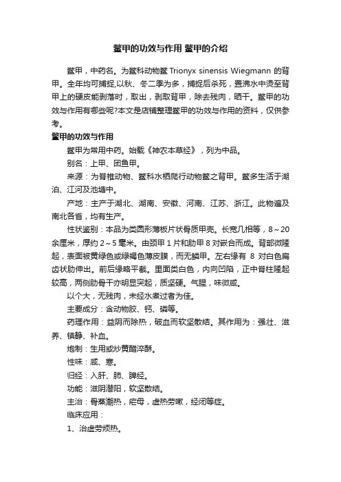 鳖甲的功效与作用鳖甲的介绍