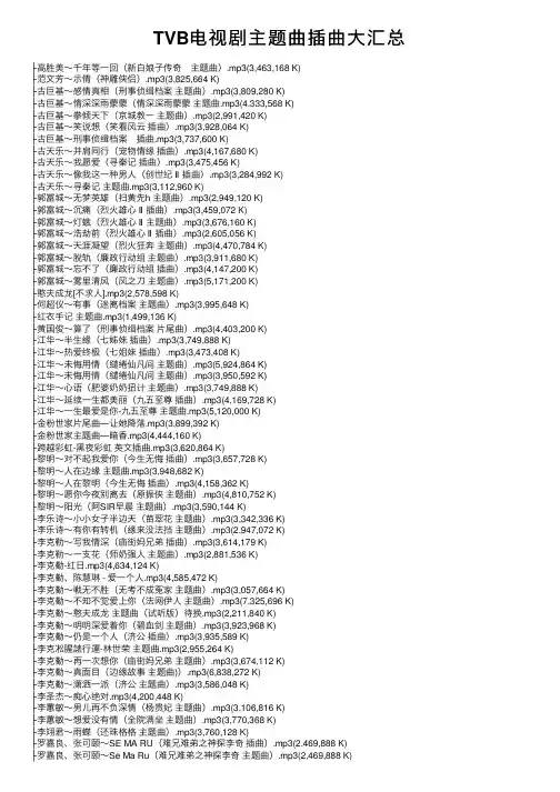 TVB电视剧主题曲插曲大汇总