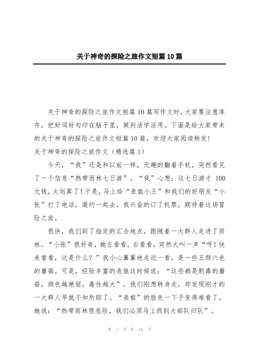 关于神奇的探险之旅作文短篇10篇