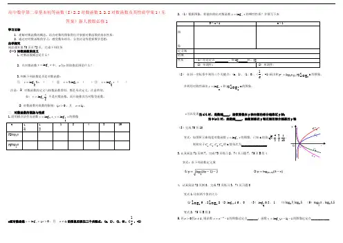 高中数学第二章基本初等函数(I)2.2对数函数2.2.2对数函数及其性质学案1(无答案)新人教版必修1