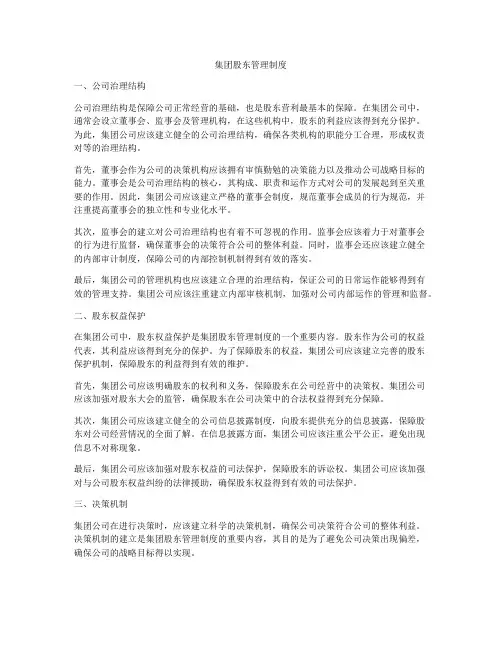 集团股东管理制度