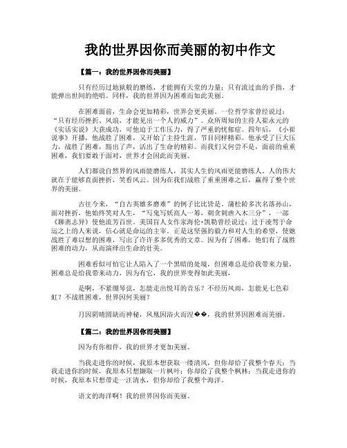 我的世界因你而美丽的初中作文