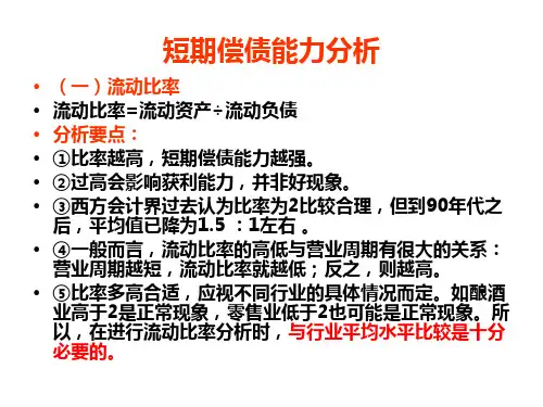 资产负债表比率分析