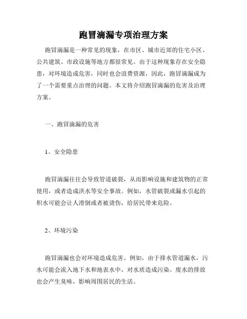跑冒滴漏专项治理方案