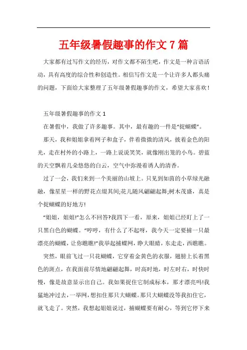 五年级暑假趣事的作文7篇