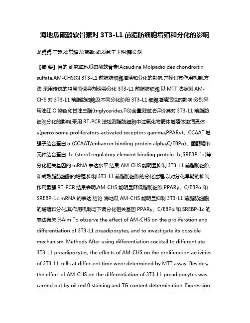 海地瓜硫酸软骨素对3T3-L1前脂肪细胞增殖和分化的影响