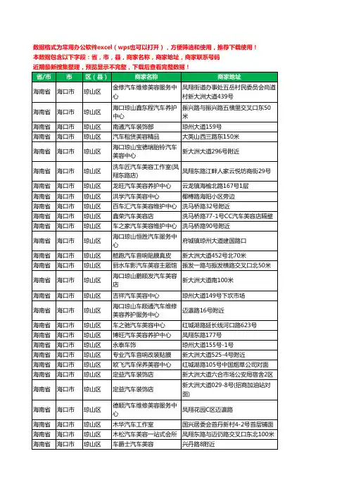 2020新版海南省海口市琼山区汽车装潢工商企业公司商家名录名单联系电话号码地址大全74家