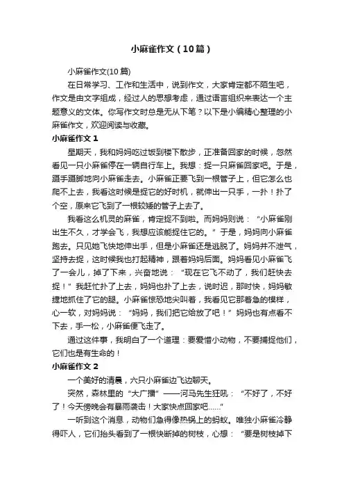 小麻雀作文（10篇）