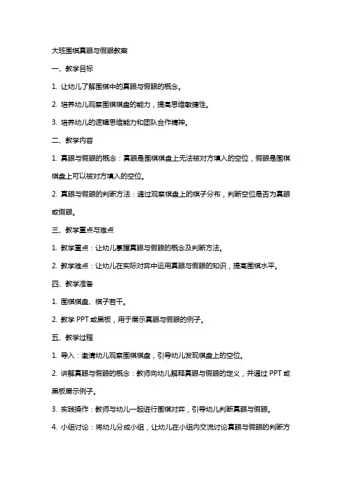 关于大班围棋真眼与假眼教案
