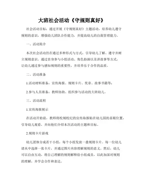 大班社会活动《守规则真好》
