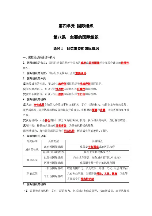 第四单元国际组织(背诵版)