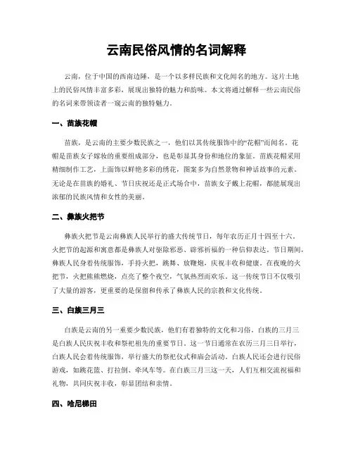 云南民俗风情的名词解释