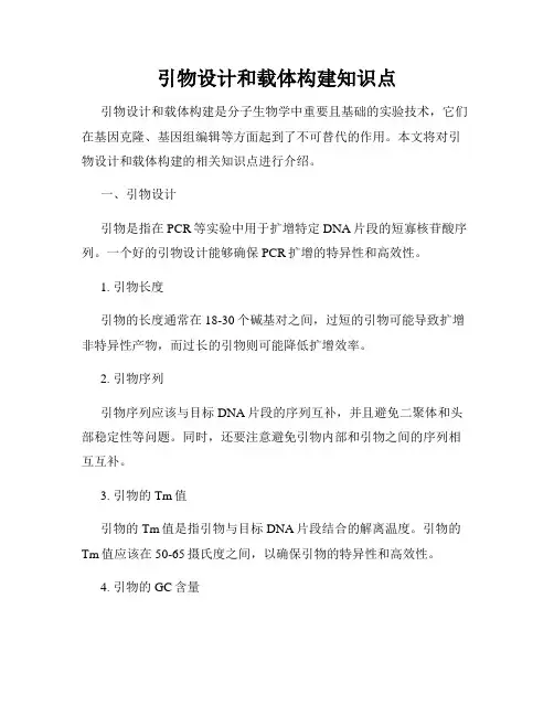 引物设计和载体构建知识点