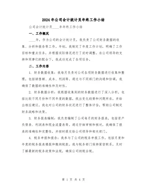 2024年公司会计统计员年终工作小结(2篇)
