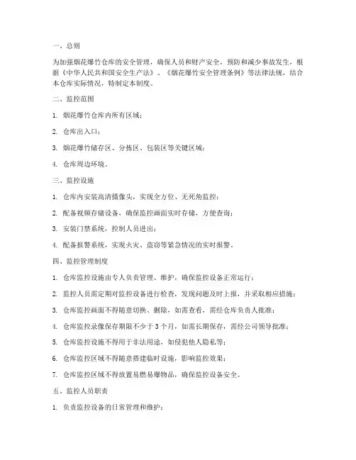 烟花爆竹仓库监控管理制度范本