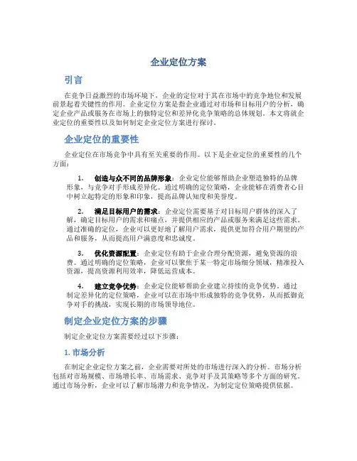 企业定位方案