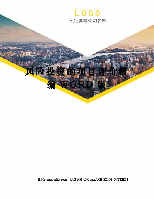 风险投资的项目评价定稿版