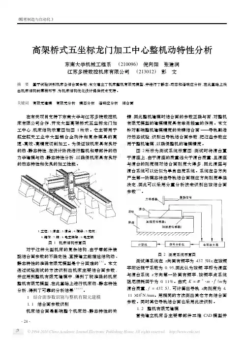 高架桥式五坐标龙门加工中心整机动特性分析