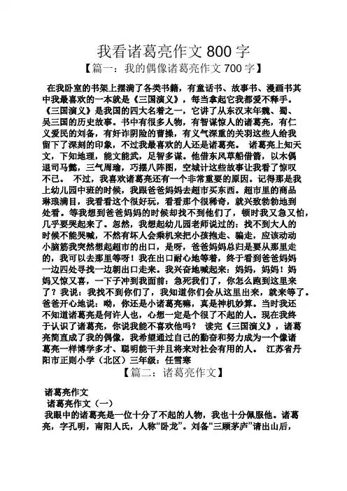 作文范文之我看诸葛亮作文800字