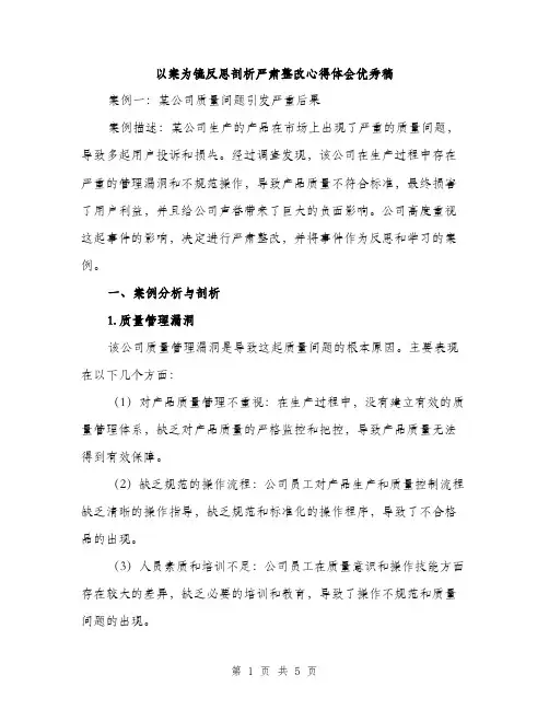 以案为镜反思剖析严肃整改心得体会优秀稿(二篇)
