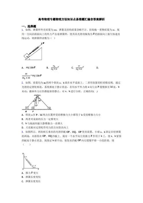 高考物理专题物理方法知识点易错题汇编含答案解析