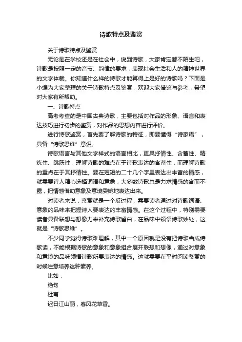 关于诗歌特点及鉴赏