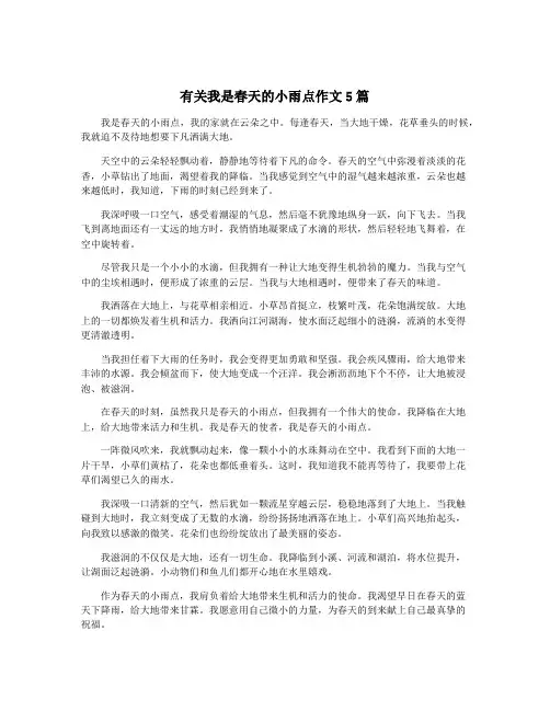 有关我是春天的小雨点作文5篇