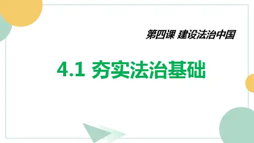 人教版道德与法治九上夯实法治基础优质课件PPT