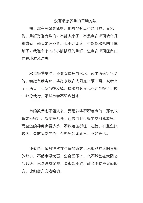 没有氧泵养鱼的正确方法