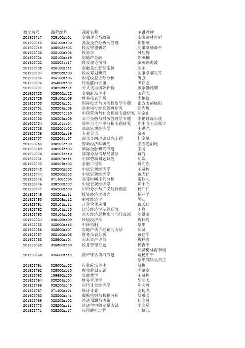 暨南大学经济学院2018-2019学年第二学期课程表