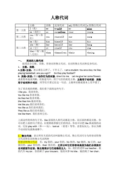 人称代词讲解