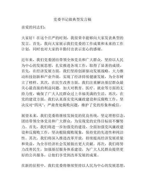 党委书记做典型发言稿